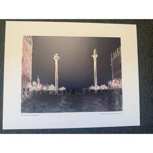 Rolf Gerard Painting Print San Marco Square at Night 1975 11X14"